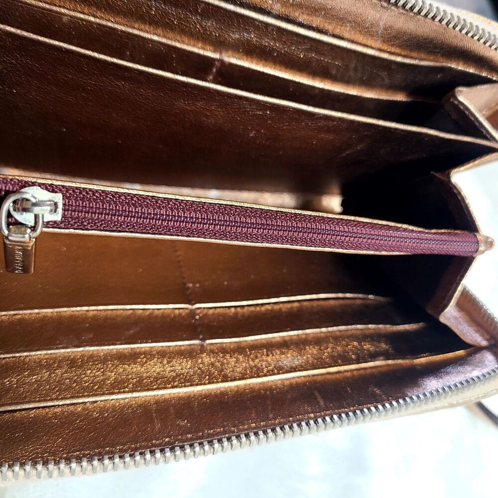 Dolce & Gabbana (Exclusive) Rose Gold Metallic Leather Ruffle Long Wallet, Y2K - Picture 8 of 13